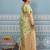 Light pistachio green banarasi silk blend saree with rich gold zari floral weaving