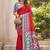 Red & grey silk blend woven design saree with blouse piece