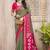 Olive green & pink silk blend woven design saree with blouse piece