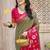 Olive green & pink silk blend woven design saree with blouse piece
