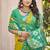 Mustard & green silk blend woven design saree with blouse piece