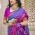 Teal & magenta silk blend woven design saree with blouse piece