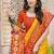Mustard & rust orange silk blend woven design saree with blouse piece