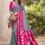 Grey & rani pink silk blend woven design saree with blouse piece