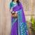 Purple & teal silk blend woven design saree with blouse piece