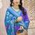 Purple & teal silk blend woven design saree with blouse piece