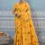 Mustard banarasi silk blend saree with gold zari floral weaving