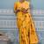 Mustard banarasi silk blend saree with gold zari floral weaving