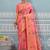 Pink banarasi silk blend saree with gold zari floral weaving