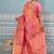 Pink banarasi silk blend saree with gold zari floral weaving