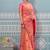 Pink banarasi silk blend saree with gold zari floral weaving