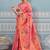 Pink banarasi silk blend saree with gold zari floral weaving