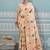 Off white banarasi silk blend saree with gold zari floral weaving