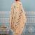 Off white banarasi silk blend saree with gold zari floral weaving