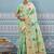 Mint green banarasi silk blend saree with gold zari floral weaving