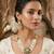 Green kundan stone & pearl beaded gold plated choker necklace set for women