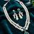 Green pearl emerald stone & cz double strand pendant necklace set for women