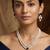 Black pearl emerald stone & cz double strand pendant necklace set for women