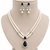 Black pearl emerald stone & cz double strand pendant necklace set for women