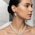 Red pearl emerald stone & cz double strand pendant necklace set for women