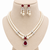 Red pearl emerald stone & cz double strand pendant necklace set for women