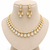 White cubic zirconia kundan gold plated necklace & earring set for women