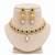 Green jadau kundan stone & pearl drop gold plated choker necklace set for women