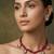 Maroon polki stone beaded layered necklace & earring set for women