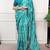 Blue Color geometricprint with Mirror Work Satin Saree