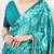 Blue Color geometricprint with Mirror Work Satin Saree