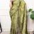 Olive Color geometricprint with Mirror Work Satin Saree