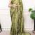 Olive Color geometricprint with Mirror Work Satin Saree