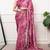 Pink Color geometricprint with Mirror Work Satin Saree