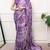 Purple Color geometricprint with Mirror Work Satin Saree