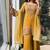 Musturd embroidery silk blend sharara suit set