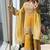 Musturd embroidery silk blend sharara suit set