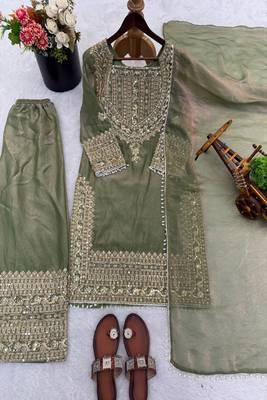Pista embroidery silk blend sharara suit set 5
