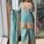 Sky embroidery silk blend sharara suit set