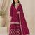 Magenta  silk blend  wedding semi stitched palazzo set