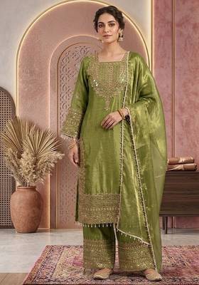 Pista embroidery silk blend sharara suit set 1