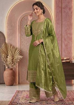 Pista embroidery silk blend sharara suit set 2