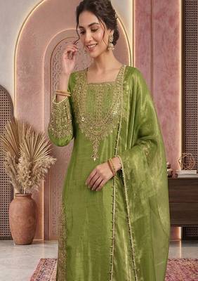 Pista embroidery silk blend sharara suit set 3