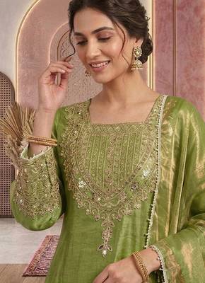 Pista embroidery silk blend sharara suit set 4