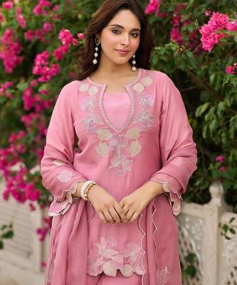 Peach Colour Designer Palazzo Suit Set Party Wear Outfit  2