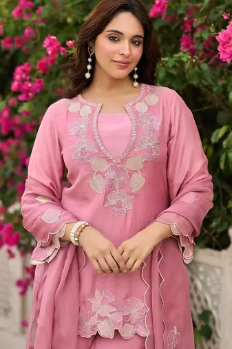 Peach Colour Designer Palazzo Suit Set Party Wear Outfit 