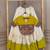 White & Lemon Yellow Lotus Flower Gota & Mirror Lace Work Roman Flared Lehenga With Kutchi Gamthi Blouse Set