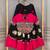 black & pink lotus Flower Gota & Mirror Lace Work Roman Flared Lehenga With Kutchi Gamthi Blouse Set