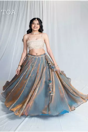 Elsa Blue Kanjivaram Ensemble Outfit