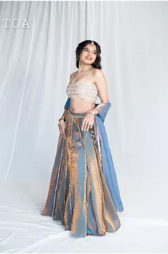 Elsa Blue Kanjivaram Ensemble Outfit