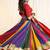 Multi Bandhani Georgette Lampi Set - Red